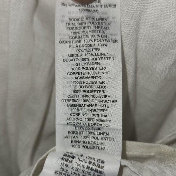 Tory Burch Embroidered Summer Linen Mini White Boho Dress V‎ Neck Womens Size M - Picture 8 of 9